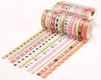 Washi Tape 10 Stück Kawaii Blumen Masking Tape Goldfolie