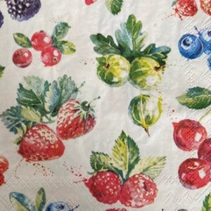 Tovaglioli di carta x 4 per artigianato decoupage 33cm x 33cm Frutta estiva
