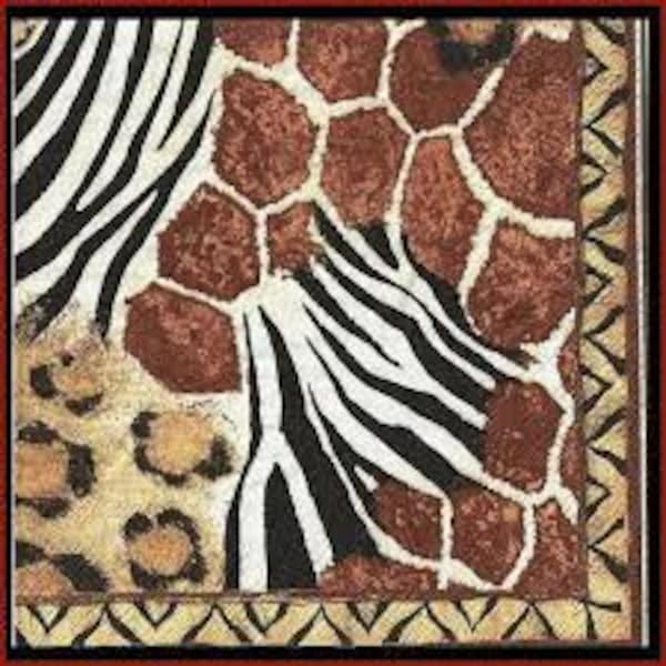 4 x Animal Skin Paper Napkins for Decoupage 33cm scrapbooking collage mix media