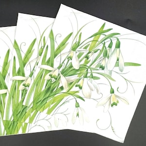 Papierservietten x 4 Schneeglöckchen ideal für Decoupage-Bastelarbeiten