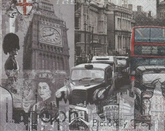 Servilleta de Papel x 4 para decoupage y manualidades Londres Inglaterra