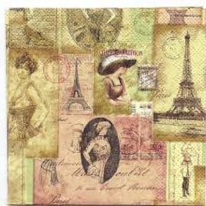 Papierserviette Vintage Paris für Decoupage Basteln Scrapbook und Mischtechnik