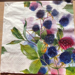 4 x Paper Napkin for Decoupage Blackberry 33cm x 33cm