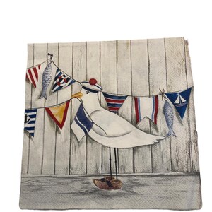 Tovagliolo di carta x 4 per decoupage e artigianato Gabbiano