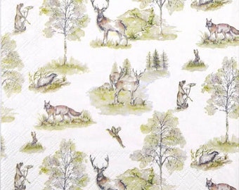 4 x papieren servet voor decoupage Woodland Deer