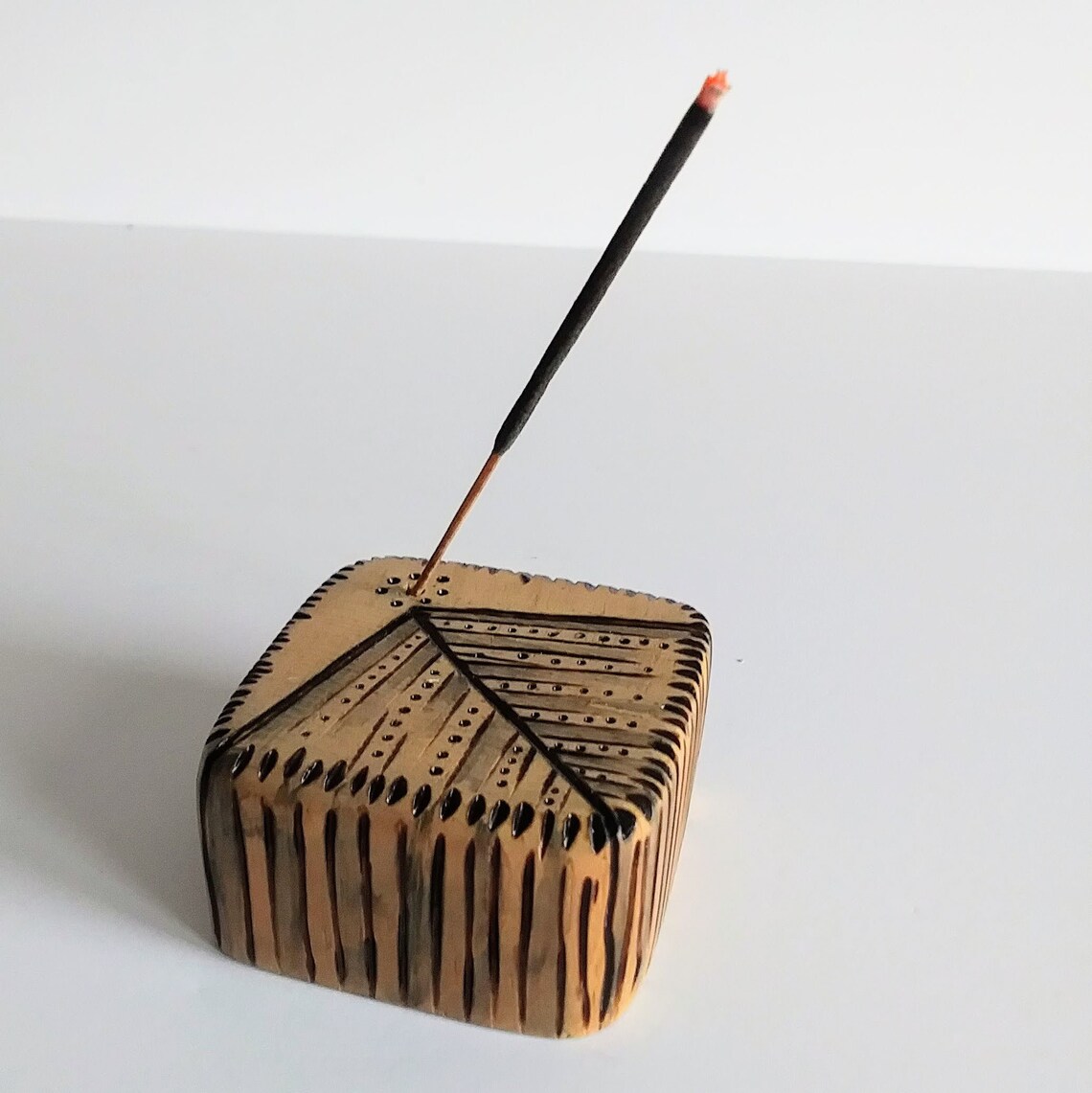 Wood Block Incense Holder Etsy