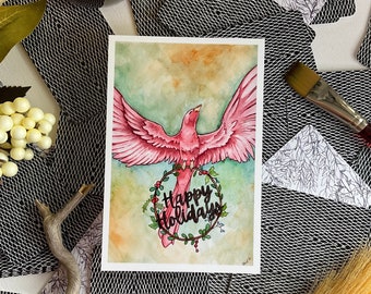 Holiday cardinal watercolor art print. Christmas decor, cardinal lover decor, holiday cardinal art, Christmas cardinal, winter cardinal art