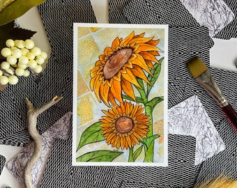 Sunflower watercolor art print, sunflower painting, watercolor flowers, sunflower decor, sunflower art, floral illustration, sunflower gifts