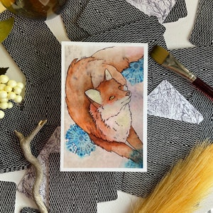 Winter fox watercolor art print. kids room decor, fox art for nursery, fox lover gift, fox gift for women, housewarming gifts, fox gift baby