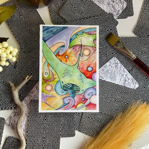 Rochen im Weltraum Aquarell Kunstdruck. Manta Ray Kunst, Weltraumthema, Leben im Meer, Meer und Weltraumthema, Fantasiemeer, Unterwasserkreaturen