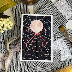 Blutmond Spinne. Spinne Kunstdruck, Halloween Dekor, Gruselige Spinne Bild, Gothic Wohndeko, Mond Liebhaber Geschenk, Spinne Dekor,