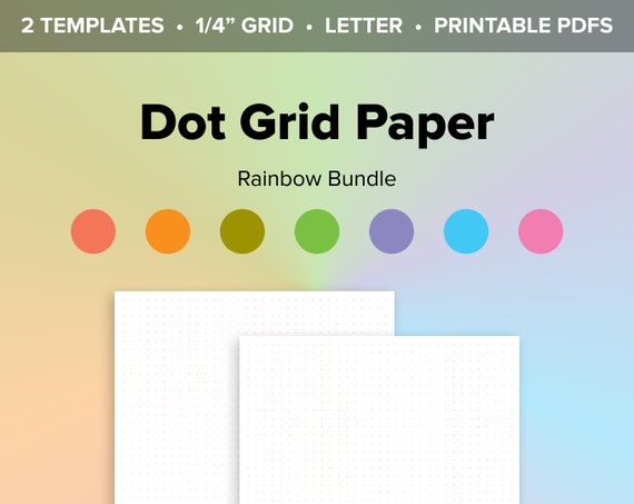 rainbow dot grid paper printable letter size pdf bundle etsy
