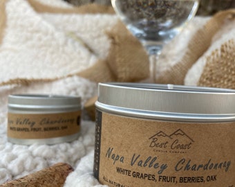 Soy Candle - Napa Valley - California - west coast - chardonnay - grapes - gifts - travel - candles - hand poured - wooden wick - container
