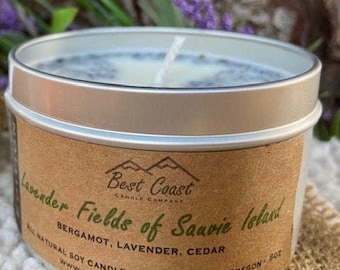 Oregon - Candela di soia - PNW - Versata a mano - Sauvie Island - candela contenitore - viaggio - Made in Oregon - regalo -stoppino in legno - lavanda- profumato