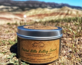 Candela di Soia - PNW - Versata a mano - Colline dipinte - regalo - contenitore candela - viaggi - Made in Oregon - Candele - stoppino di legno - Made in Oregon