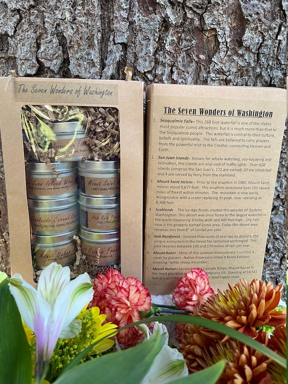 Washington Gift Set - PNW - Soy Candles - Hoh Rainforest - Snoqualmie Falls - San Juan - Mt St. Helen -  Scablands - Mt. Baker - Mt Rainer