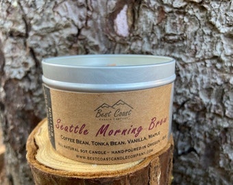 Soy Candle - Seattle- Washington - PNW - Seattle coffee - gifts - travel - candles - hand poured - wooden wick - coffee candles - container