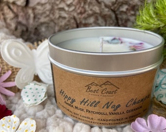 Candela di soia - San Francisco - Hippy Hill - Nag Champa- West Coast - California - Oregon- stoppino di legno - Versato a mano - regalo - viaggio - candele