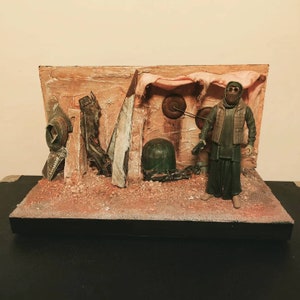 Star Wars Themed 3.75 scale Junk Dealer Shop Diorama with Figure