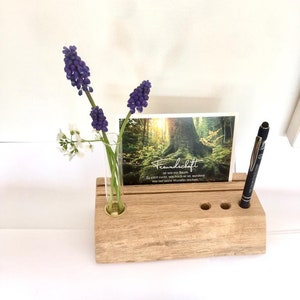 Card stand made of natural wood / rustic / vintage / flower holder / table decoration / interior / desk / card holder