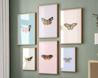 Colorful Butterfly Printable Wall Art Set, Flutter By: A Burst of Color for Your Modern Nursery and Kids&#39; Room, Instant Download