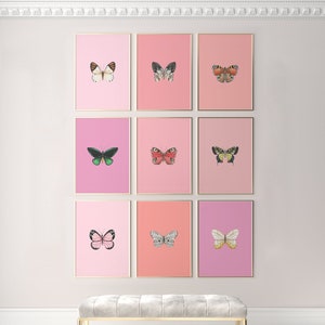 Butterfly Gallery Printable Art, Farmhouse nursery decor, Girl&#39;s Room Decor, Butterfly Wall Art, Butterfly Art Set, Instant Download