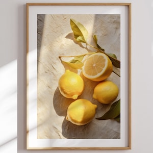Frische Zitronen: Sommer Poster, druckbare Kunst, Zitrus Wandkunst, Bunte Küchenkunst, Zitrone Posterdruck, Obst Kunstdruck