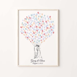 Couple Fingerprint Guest Book, PRINTABLE GUEST BOOK, Wedding Fingerprint Balloon, Wedding Couple Thumbprint Balloon, Thumbprint Guestbook