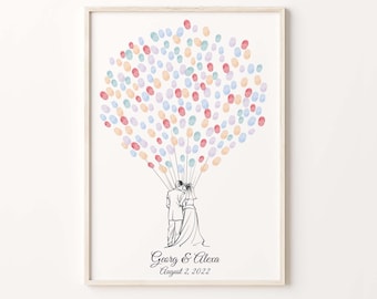 Couple Fingerprint Guest Book, PRINTABLE GUEST BOOK, Wedding Fingerprint Balloon, Wedding Couple Thumbprint Balloon, Thumbprint Guestbook