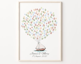 Ship Fingerprint Balloon Guest Book – Printable Baby Shower Guest Book Alternative (Digital Download)