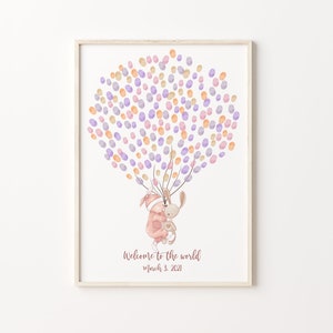 Welcome Baby Guest Book, PRINTABLE GUEST BOOK, Birthday Fingerprint ...