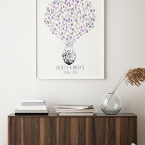 Air Balloon Thumbprint Guest Book , PRINTABLE, Wedding Fingerprint ...