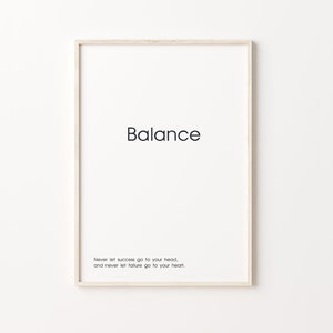 Stampa artistica tipografica Balance: citazione ispiratrice (download digitale)