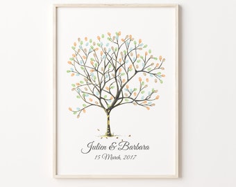 Thumbprint Tree Guest Book, PRINTABLE GUEST BOOK, Wedding Fingerprint Tree, Customizable Guest Book, Birthday Fingerprint Tree