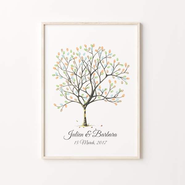 Libro de visitas del árbol de huellas digitales, LIBRO DE VISITAS IMPRIMIBLE, Árbol de huellas dactilares de boda, Libro de visitas personalizable, Árbol de huellas dactilares de cumpleaños