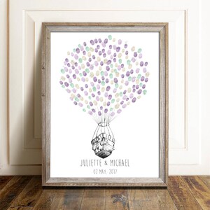 Air Balloon Thumbprint Guest Book , PRINTABLE, Wedding Fingerprint ...