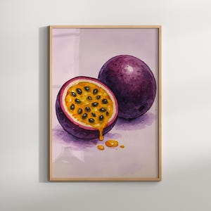 Impression numérique de fruits de la passion – affiche de fruits tropicaux à téléchargement immédiat, art mural de cuisine moderne, décoration de galerie de botanique, imprimable