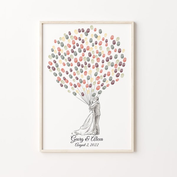 Couple Guest Book, PRINTABLE GUEST BOOK, Wedding Fingerprint Balloon, Wedding Couple Thumbprint Balloon, Thumbprint Guestbook