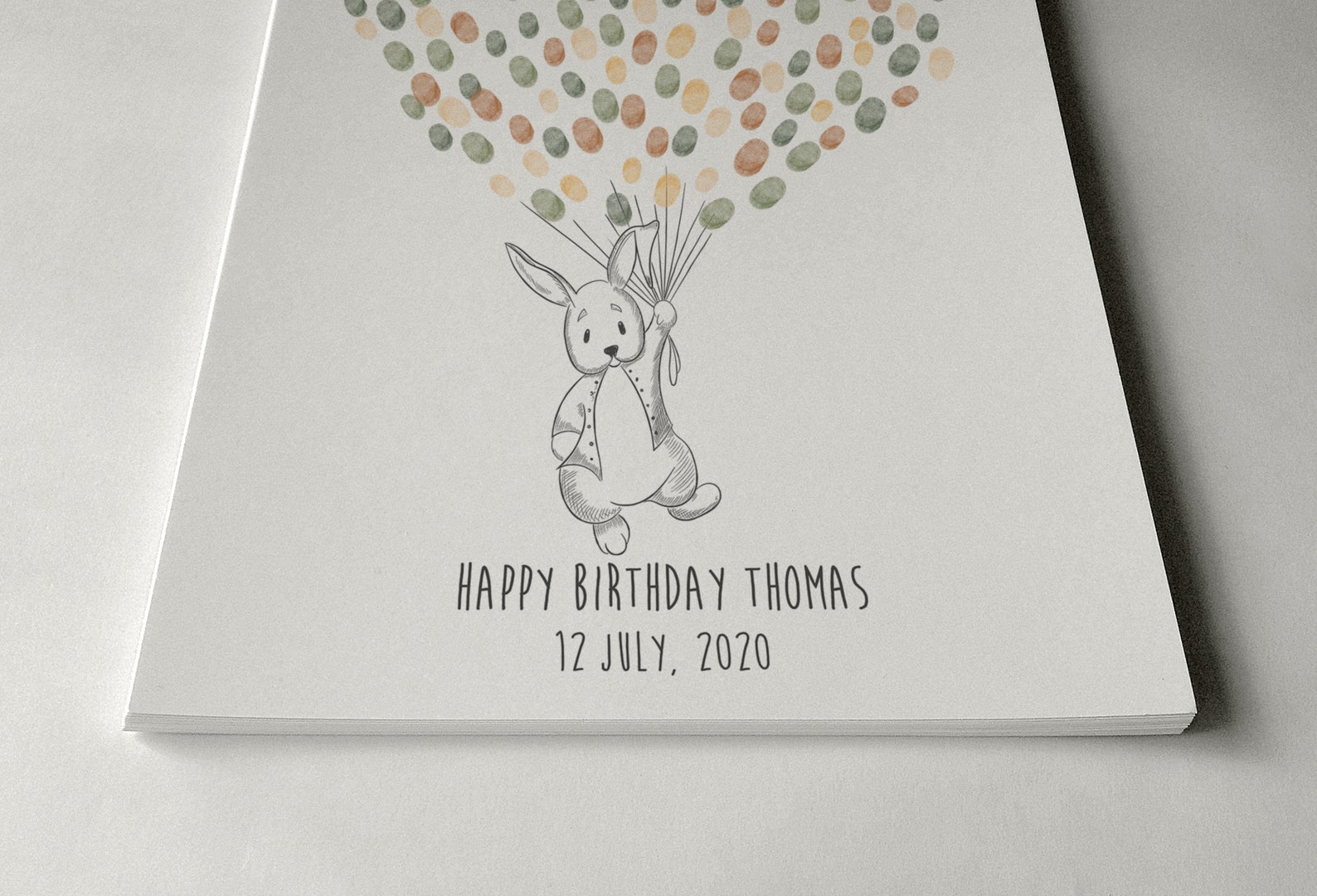 Baby Rabbit Guest Book, PRINTABLE GUEST BOOK, Birthday Fingerprint ...