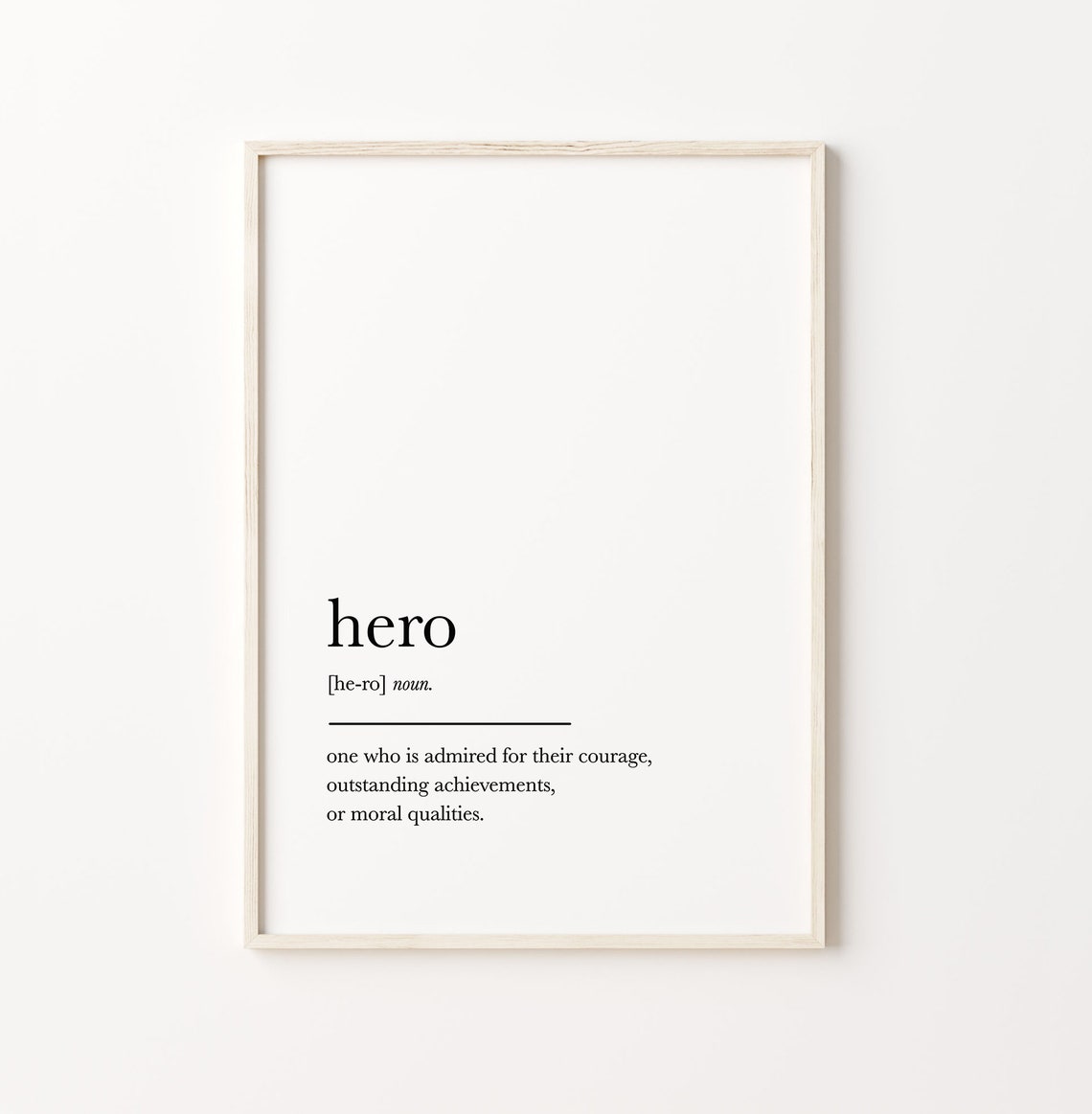 Hero Definition Printable Art Definition Typography Home Etsy