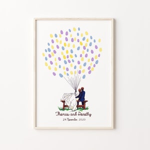 Libro degli ospiti del palloncino di coppia, LIBRO DEGLI OSPITI STAMPABILE, Palloncino delle impronte digitali del matrimonio, Palloncino dell'impronta digitale della coppia, Libro delle impronte digitali dell'anniversario