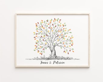 Sketch FingerprintTree, PRINTABLE GUEST BOOK, Wedding Fingerprint Tree, Ink Painting Thumbprint Tree, Family Fingerprint Tree