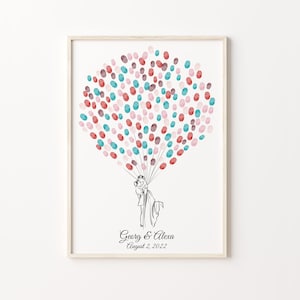 Libro degli ospiti dell'impronta digitale della coppia, LIBRO DEGLI OSPITI STAMPABILE, Palloncino delle impronte digitali del matrimonio, Libro degli ospiti delle impronte digitali della coppia di nozze, Libro degli ospiti dell'impronta digitale