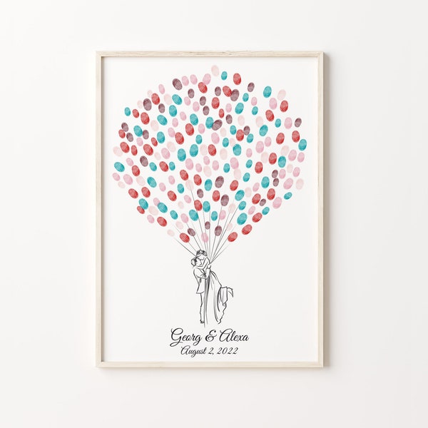 Couple Thumbprint Guest Book, PRINTABLE GUEST BOOK, Wedding Fingerprint Balloon, Wedding Couple Fingerprint Guestbook, Thumbprint Guestbook