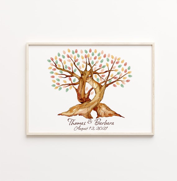 Albero Delle Impronte Digitali Per Matrimoni - Tela Fai Da Te Per Ospiti, Tipo 2