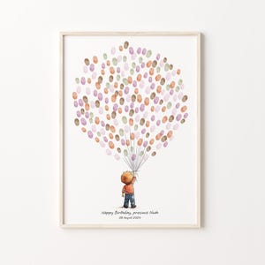 Libro degli ospiti con impronte digitali per bambini stampabile / Stampa di palloncini per compleanno / Ricordo per baby shower / Download digitale