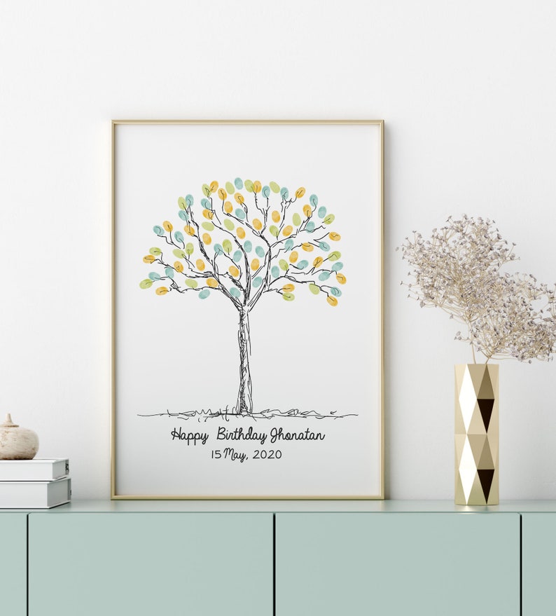 Birthday Guest Book PRINTABLE GUEST BOOK Wedding Fingerprint | Etsy
