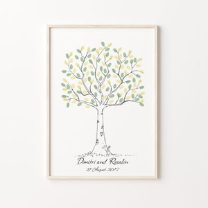 Wedding Guest Book, PRINTABLE GUEST BOOK, Wedding Fingerprint Tree, Customizable Guest Book, Sketch Thumbprint Tree