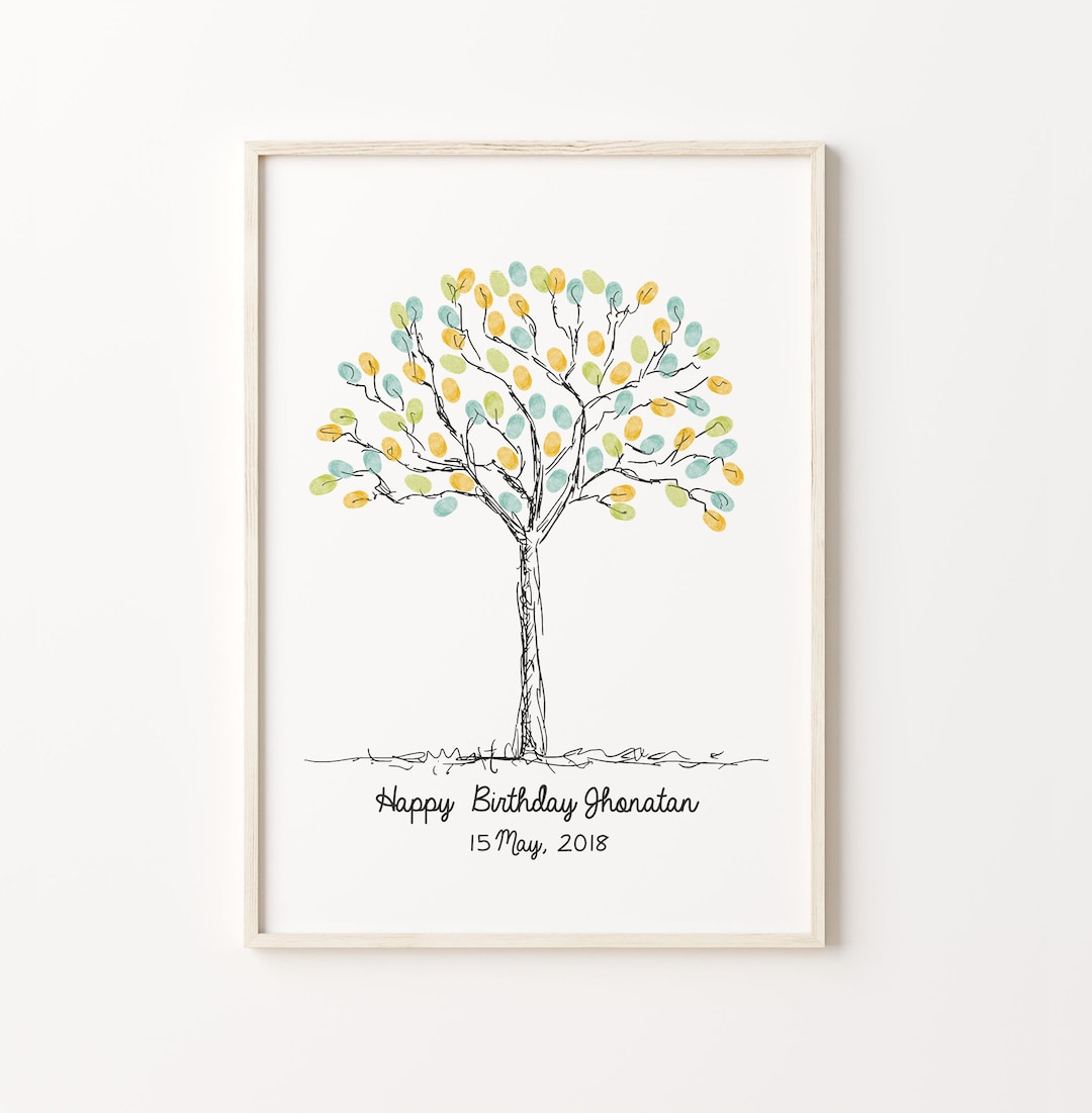 Birthday Guest Book, PRINTABLE GUEST BOOK, Wedding Fingerprint Tree ...