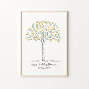 Birthday Guest Book, PRINTABLE GUEST BOOK, Wedding Fingerprint Tree ...
